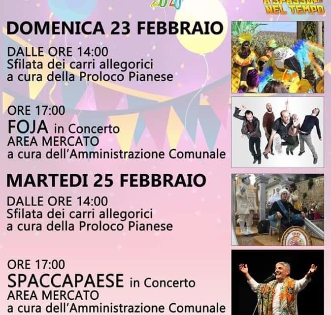 Carnevalando 2020, sfilata di carri e concerti sotto le stelle a Piana Monte Verna