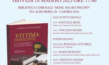 Il maresciallo Bolognesi in carcere da innocente: a Casoria la presentazione del libro