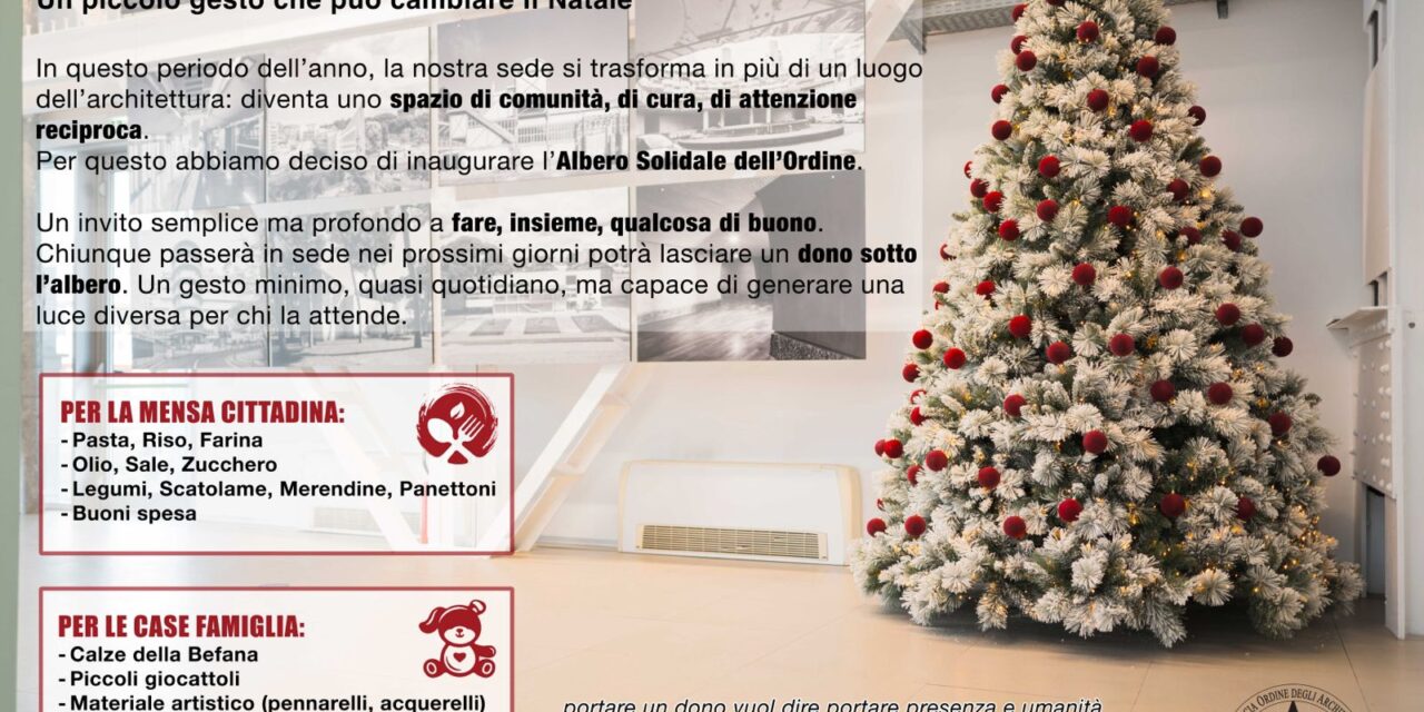 L’Ordine degli Architetti di Napoli lancia l’iniziativa “L’Albero Solidale”