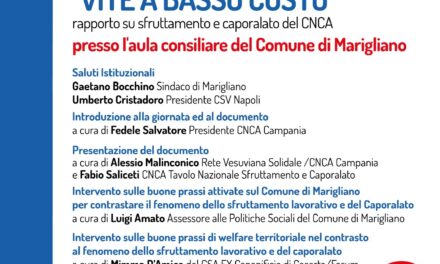 Caporalato e sfruttamento lavorativo, a Marigliano la presentazione di “Vite a basso costo”