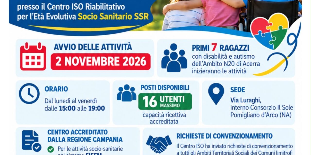 IL COMUNE DI ACERRA E L’AMBITO TERRITORIALE N20 PRIMI AD AVVIARE IL SERVIZIO PRESSO IL CENTRO ISO